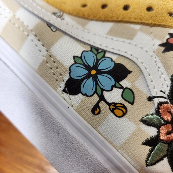 NWT VANS Suede/ Canvas Old Skool (Garden Check) Yellow Men (8.5)/ Women (10.0) - Picture 13 of 16